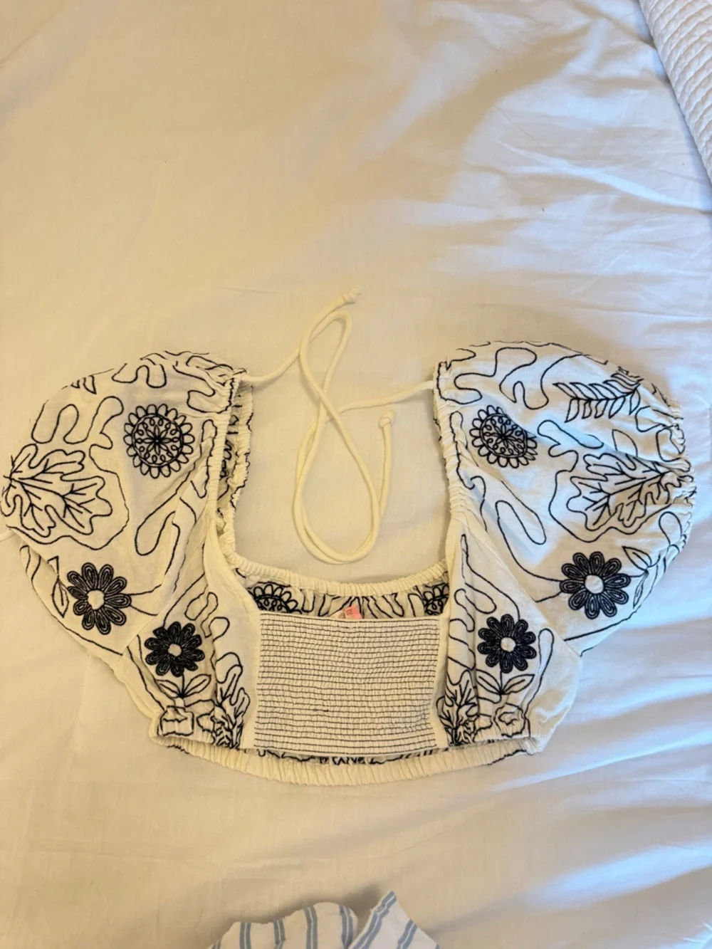 Free People Cream Maxi Skirt Set with Black Embroidered Waist and Top - Picture 3 of 4